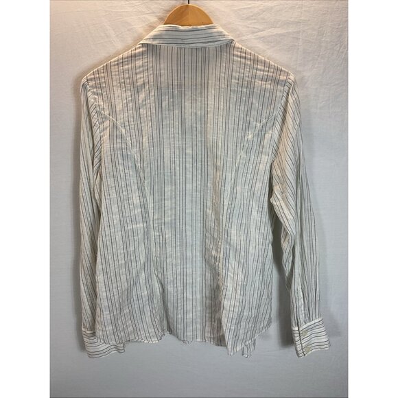 Cabi Gray Striped Button Down Top Size L Office Career Classic Long Sleeve - Picture 2 of 9